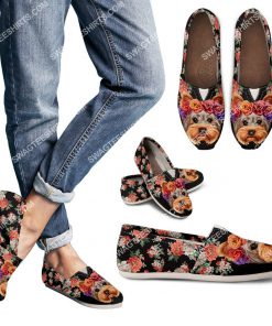 floral yorkie dogs lover all over printed toms shoes 3(1)