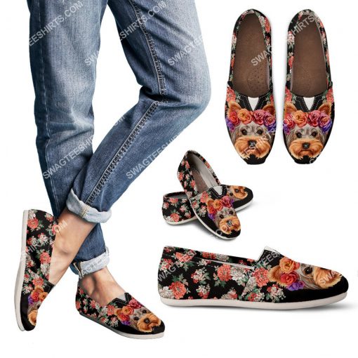 floral yorkie dogs lover all over printed toms shoes 3(1) - Copy