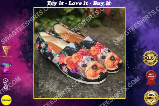 floral yorkie dogs lover all over printed toms shoes