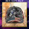 for veterans day skull all over printed classic cap