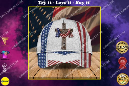 happy independence day God bless america all over printed classic cap