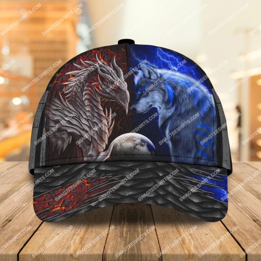 heart of a wolf soul of a dragon all over printed classic cap 2 - Copy