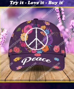 hippie life peace symbol all over printed classic cap
