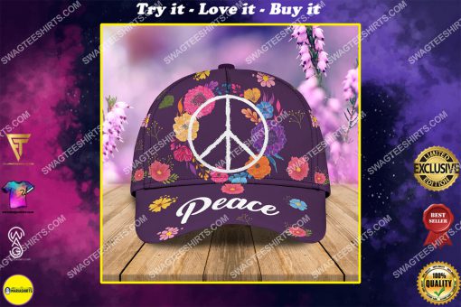 hippie life peace symbol all over printed classic cap