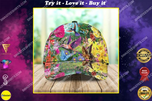 love hummingbirds colorful all over printed classic cap