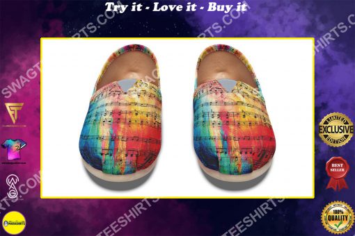rainbow sheet music all over printed toms shoes