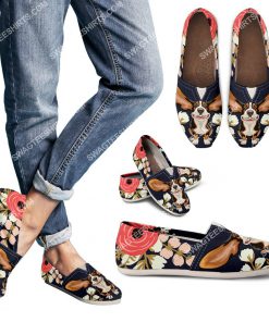 retro basset hound and flower all over printed toms shoes 3(1)