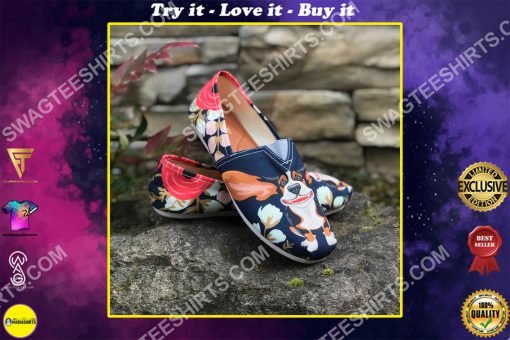 retro basset hound and flower all over printed toms shoes