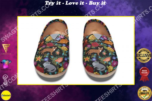 retro floral cats lover all over printed toms shoes