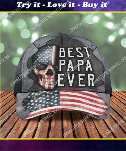 skull best papa ever american flag classic cap