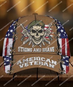 strong and brave american veteran skull all over printed classic cap 2