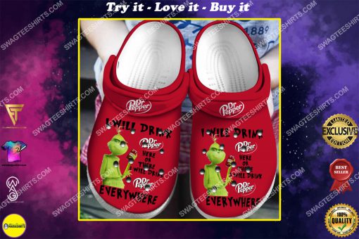 the grinch i will drink dr pepper all over printed crocs