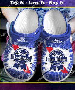 the pabst blue ribbon beer all over printed crocs