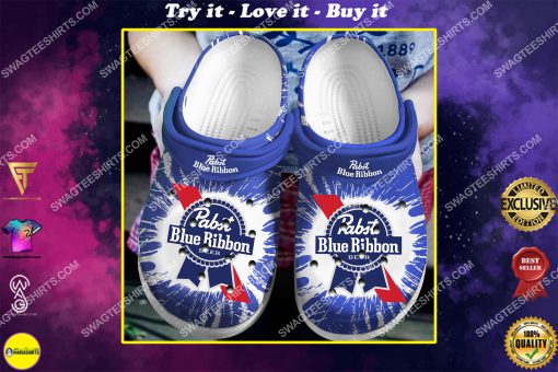 the pabst blue ribbon beer all over printed crocs