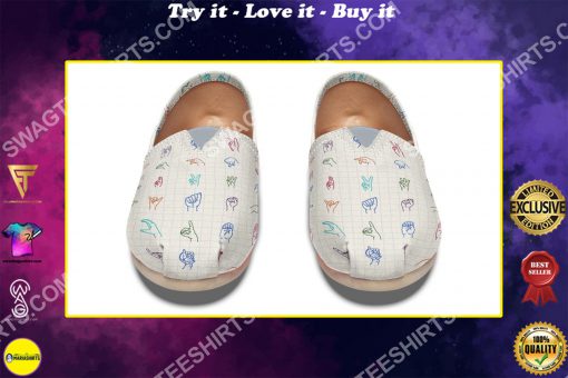 the sign language all over printed toms shoes