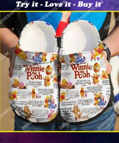 the winnie-the-pooh quotes all over printed crocs