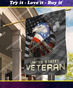 united states with eagle veteran all over printed flag