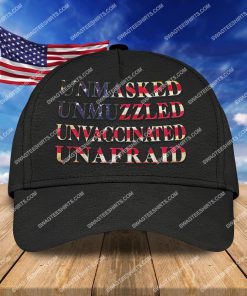 unmasked unmuzzled unvaccinated unafraid american flag classic cap 2