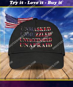 unmasked unmuzzled unvaccinated unafraid american flag classic cap