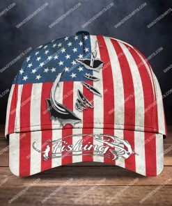 vintage american flag fishing hook all over printed classic cap 2