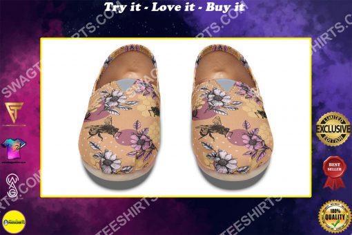 vintage bee floral all over printed toms shoes