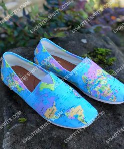 vintage geography globe all over printed toms shoes 2(1)