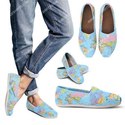 vintage geography globe all over printed toms shoes 3(1)