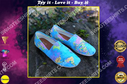 vintage geography globe all over printed toms shoes
