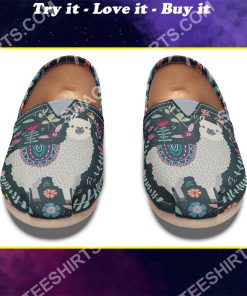 vintage llama and flower all over printed toms shoes