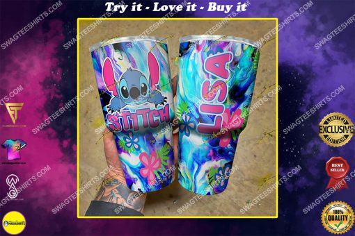 custom name floral and stitch steel tumbler