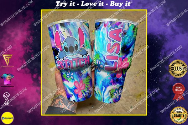 custom name floral and stitch steel tumbler