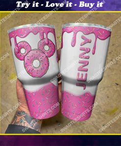 custom name mickey mouse and doughnut stainless steel tumbler