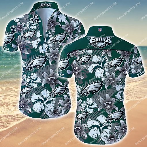 floral philadelphia eagles football team tropical hawaiian shirt 2