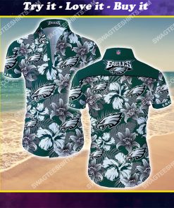 floral philadelphia eagles football team tropical hawaiian shirt