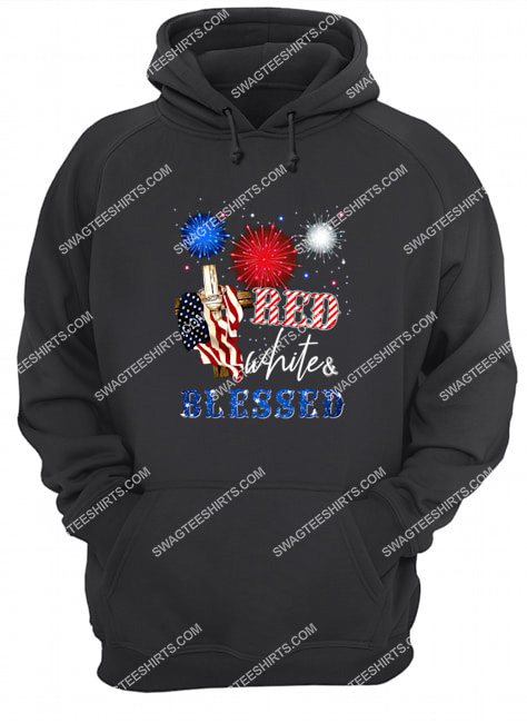 happy independence day christian cross red white blessed hoodie 1