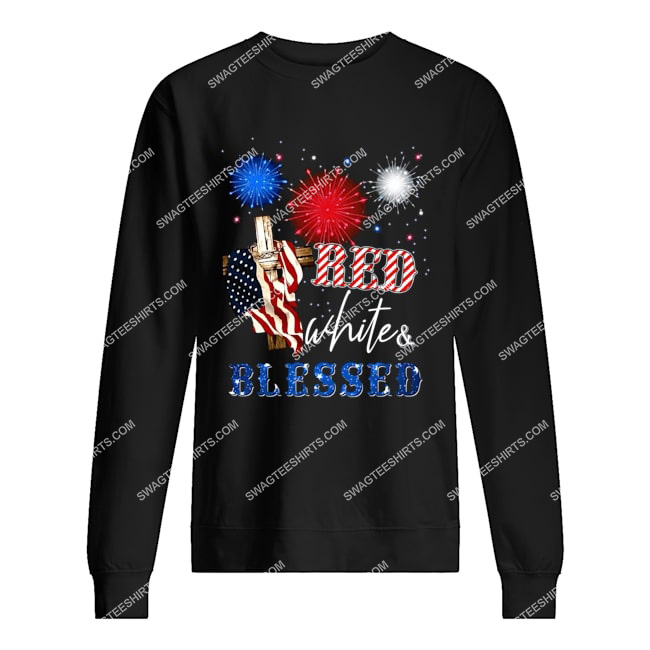 happy independence day christian cross red white blessed sweatshirt 1
