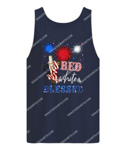 happy independence day christian cross red white blessed tank top 1