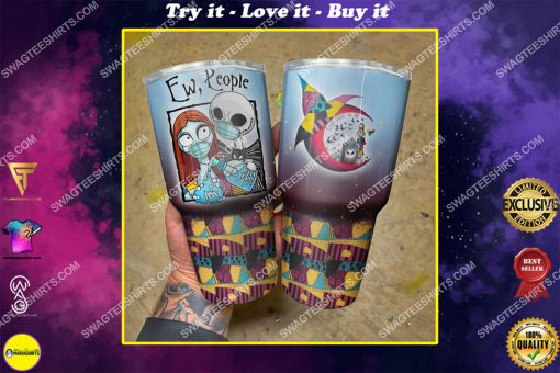 jack skellington and sally with masks stainless steel tumbler