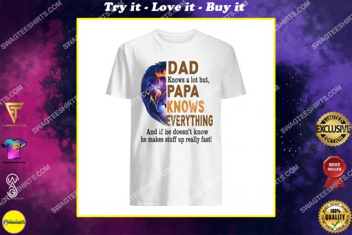 lion dad knows a lot but papa knows everything fathers day shirt