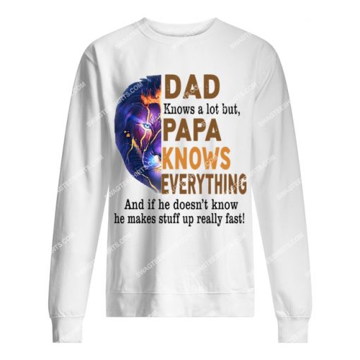 lion dad knows a lot but papa knows everything fathers day sweatshirt 1