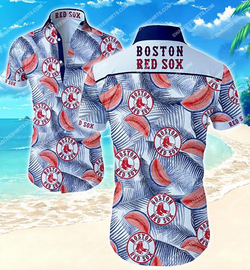 major league baseball boston red sox flower hawaiian shirt 2