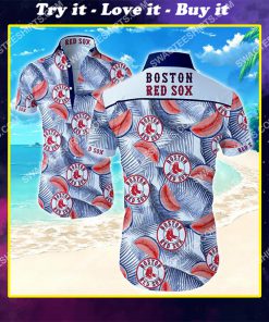 major league baseball boston red sox flower hawaiian shirt
