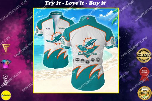 miami dolphins all over print hawaiian shirt