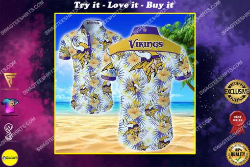 minnesota vikings floral all over print hawaiian shirt