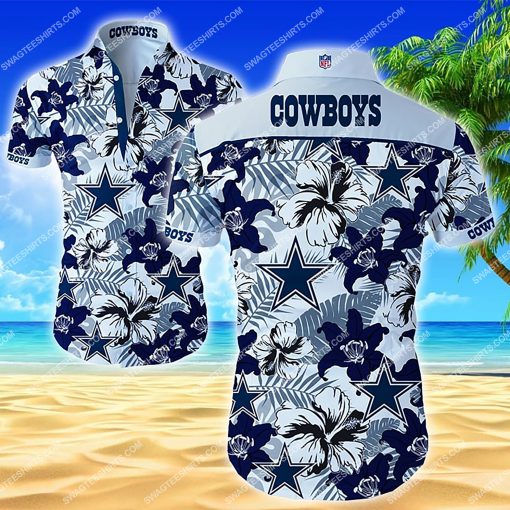 national football league dallas cowboys flower hawaiian shirt 2