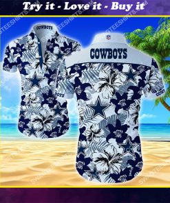national football league dallas cowboys flower hawaiian shirt