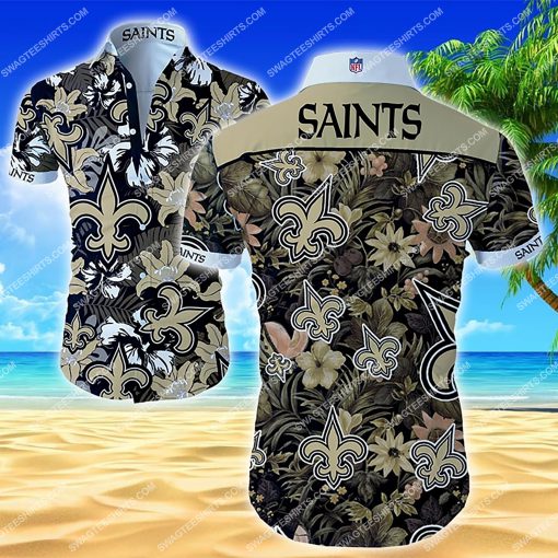 national football league new orleans saints floral hawaiian shirt 2
