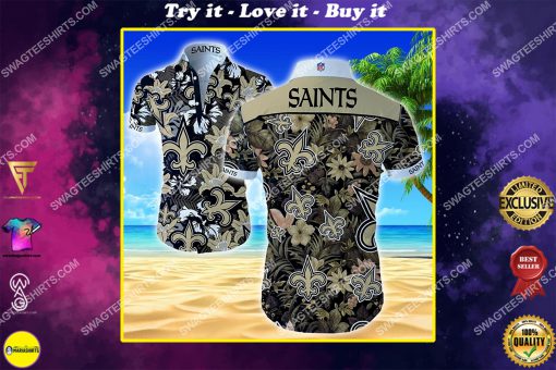national football league new orleans saints floral hawaiian shirt