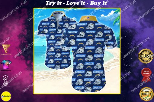the los angeles chargers team all over print hawaiian shirt