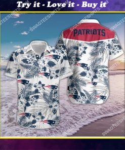 the new england patriots team all over print hawaiian shirt